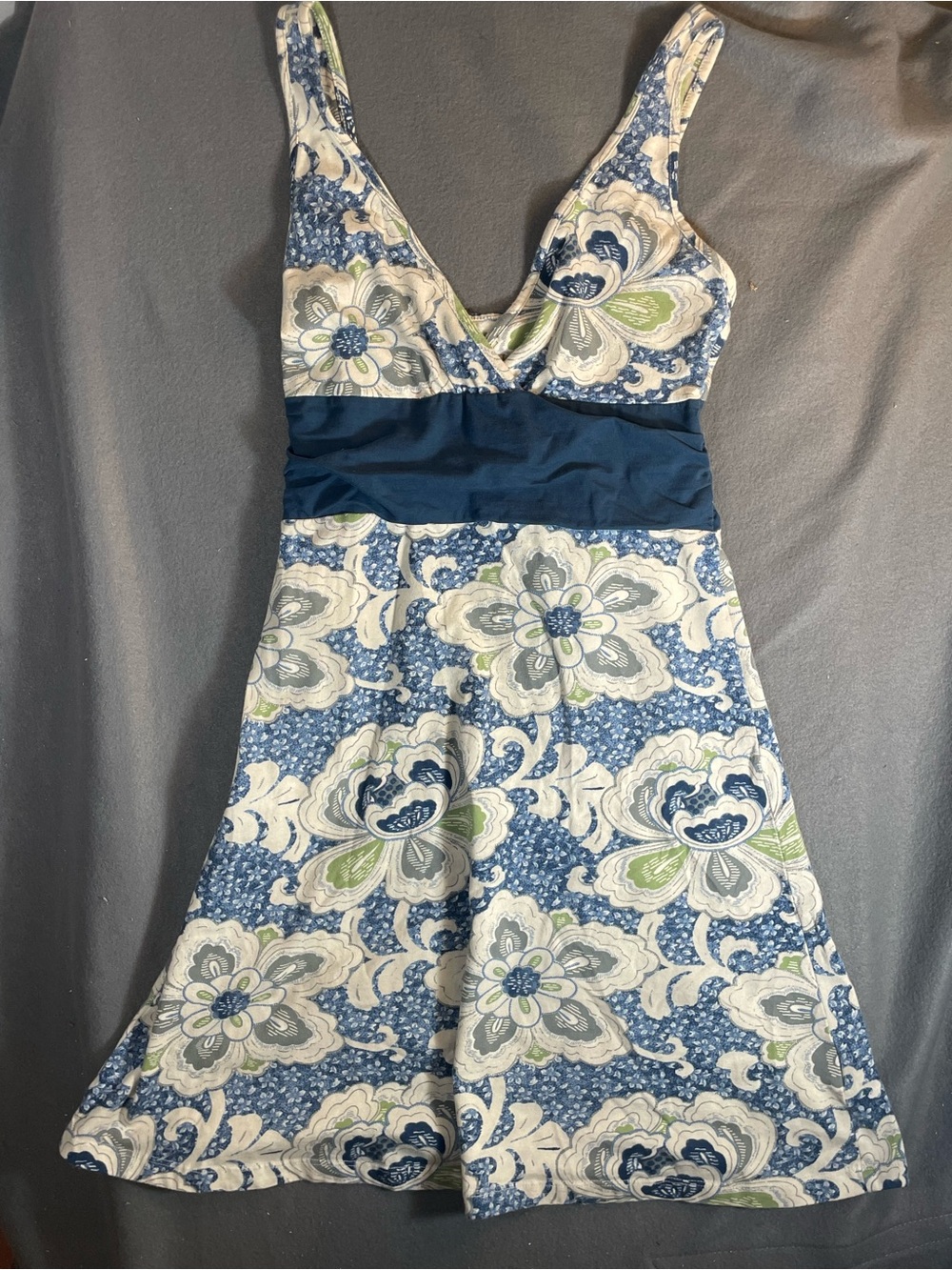Patagonia Margot Floral Sundress Organic Cotton Medium Blue Green SP12 75526